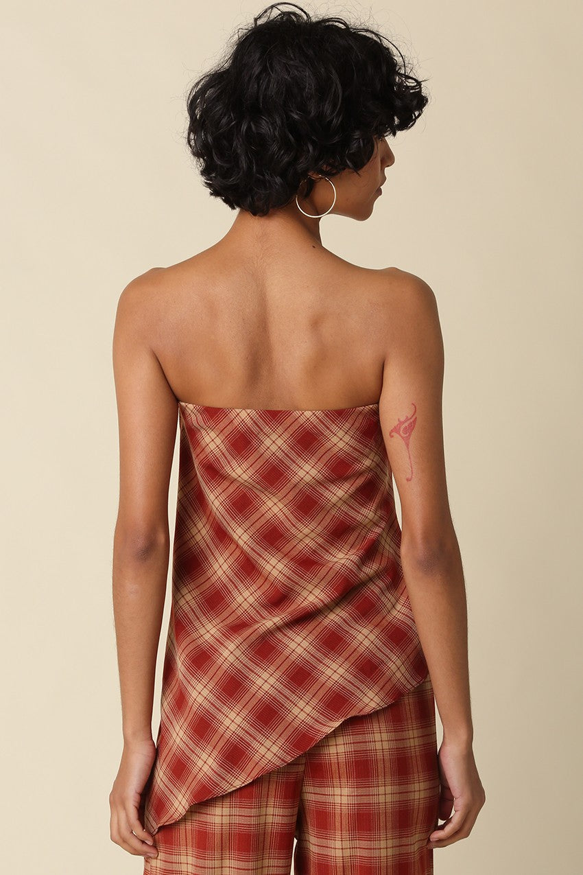 Plaid Asymmetrical Top
