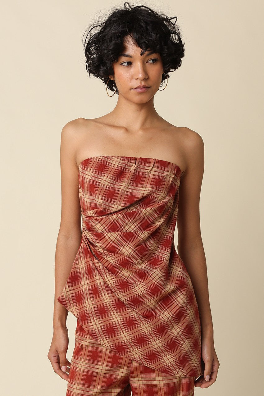 Plaid Asymmetrical Top
