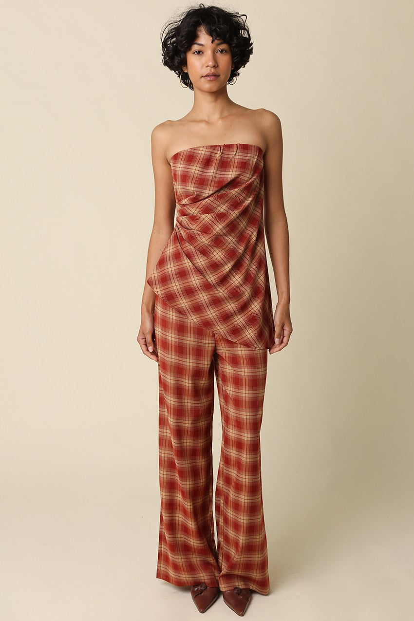 Plaid Asymmetrical Top