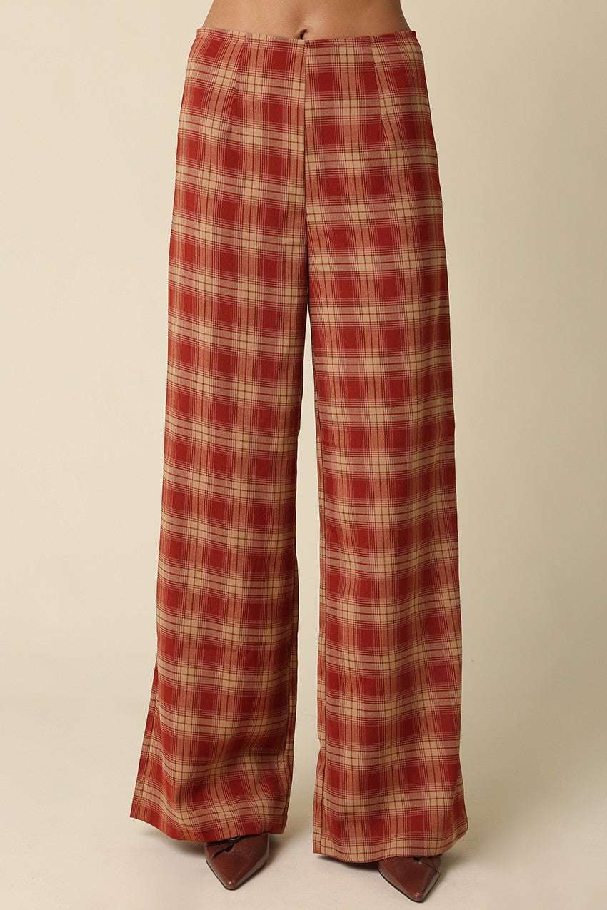 Scarlett Plaid Wide Leg Pants