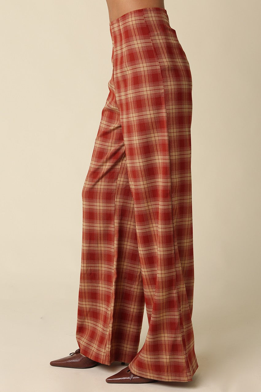 Scarlett Plaid Wide Leg Pants