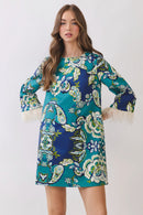 Feather Trim Detail Mini Dress