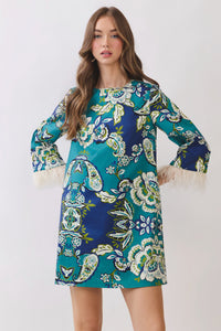 Feather Trim Detail Mini Dress