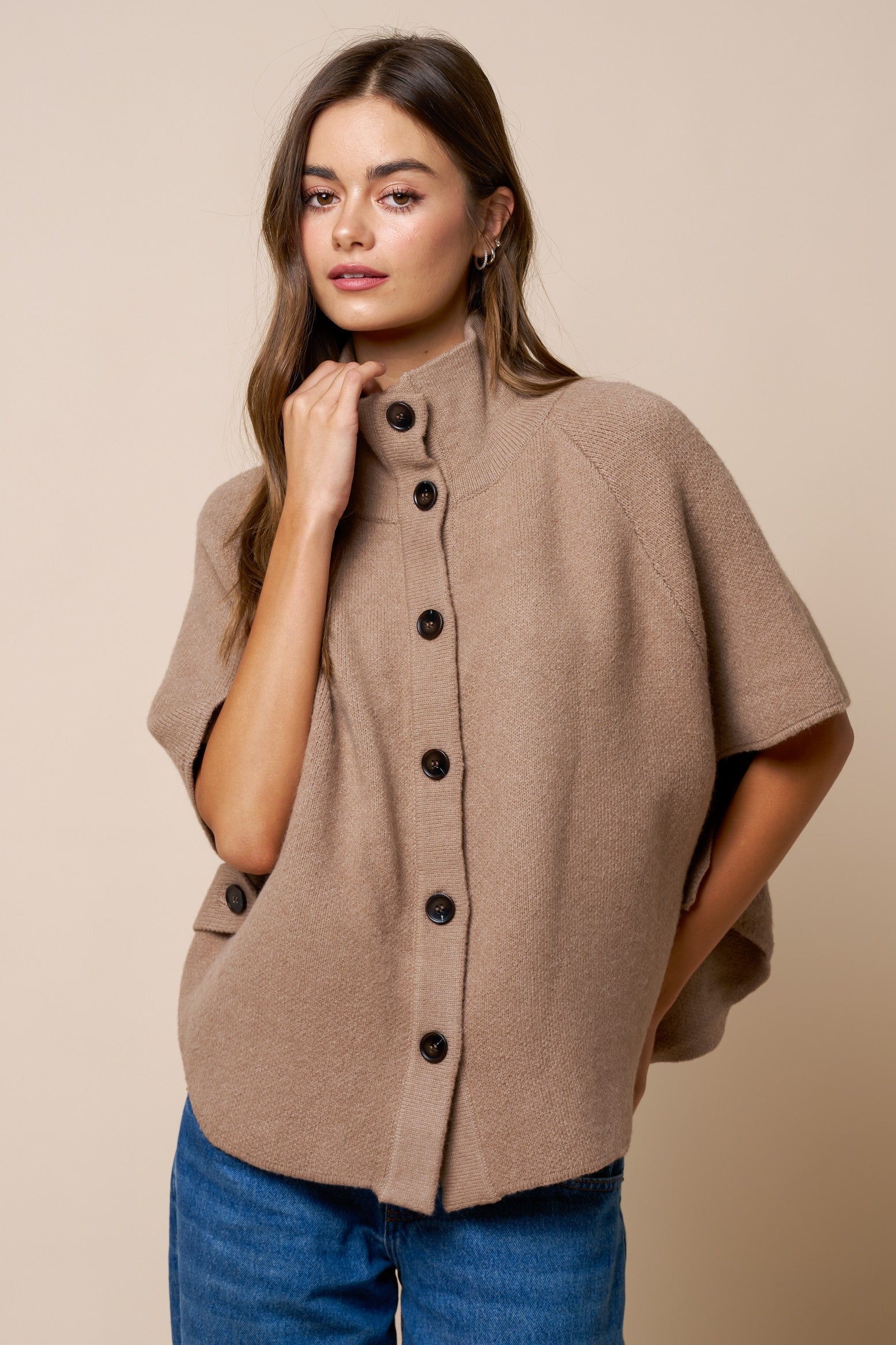 Mock Neck Poncho