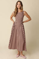 Fit & Flare Striped Midi Dress