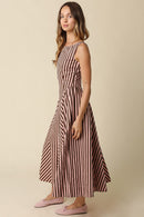 Fit & Flare Striped Midi Dress