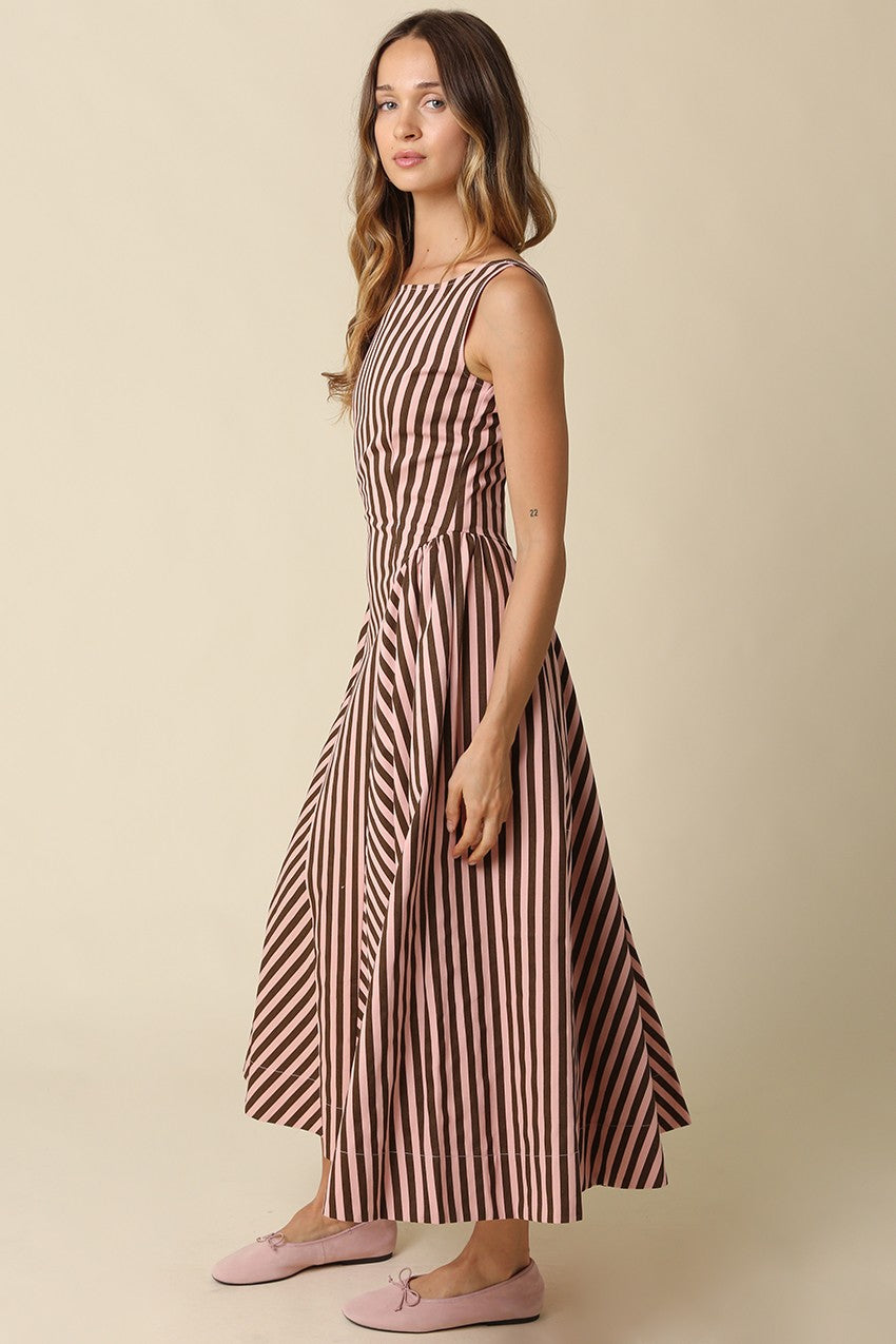 Fit & Flare Striped Midi Dress
