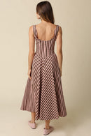 Fit & Flare Striped Midi Dress