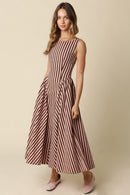 Fit & Flare Striped Midi Dress