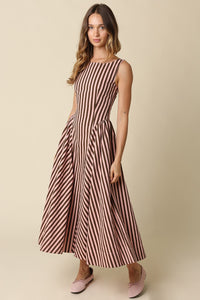 Fit & Flare Striped Midi Dress
