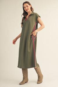 Trim Detail Midi Dress