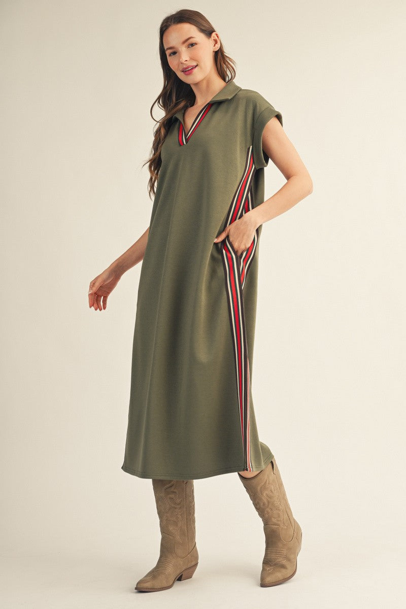 Trim Detail Midi Dress
