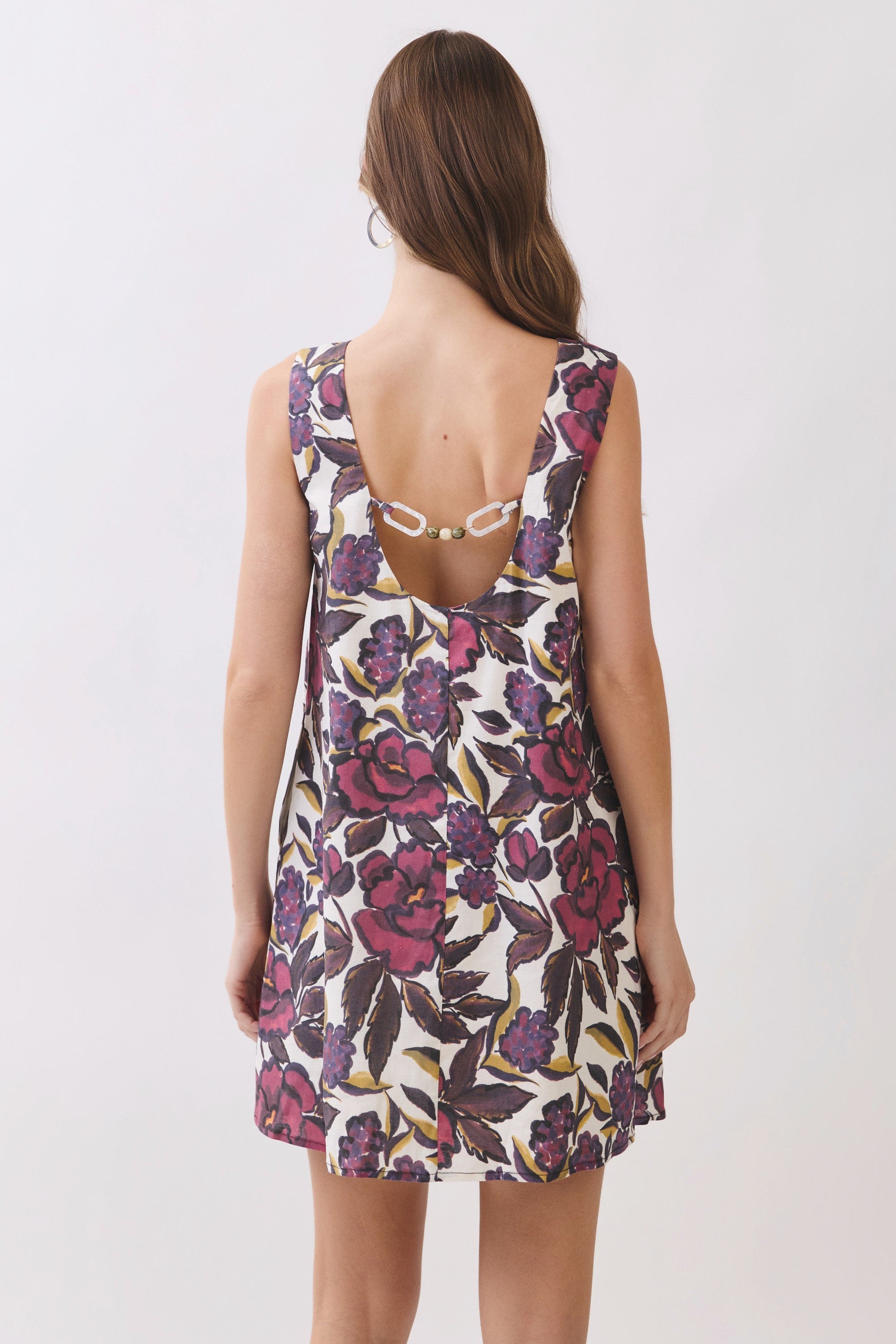 Floral Chain Accent Mini Dress