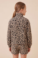 Textured Leopard Mock Neck Sweater