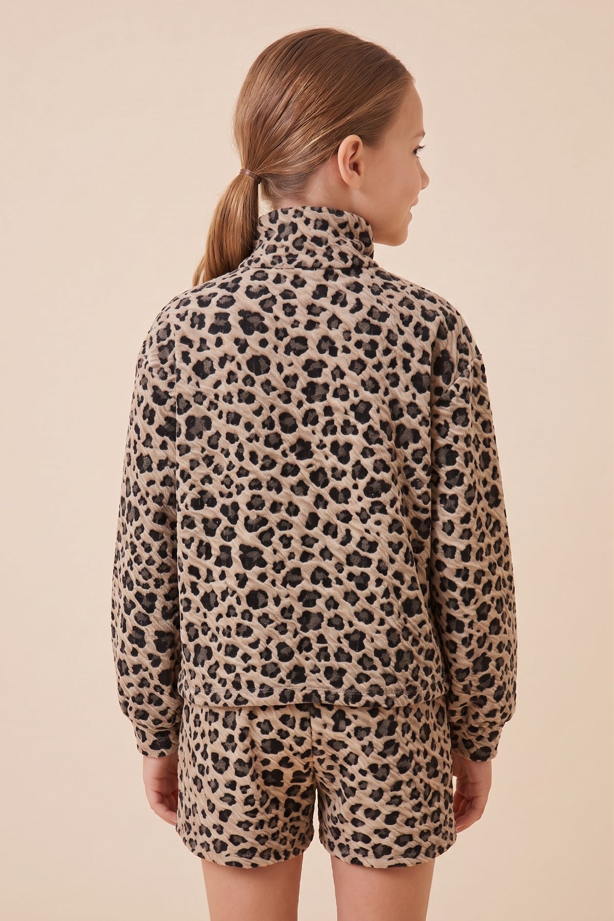 Textured Leopard Mock Neck Sweater