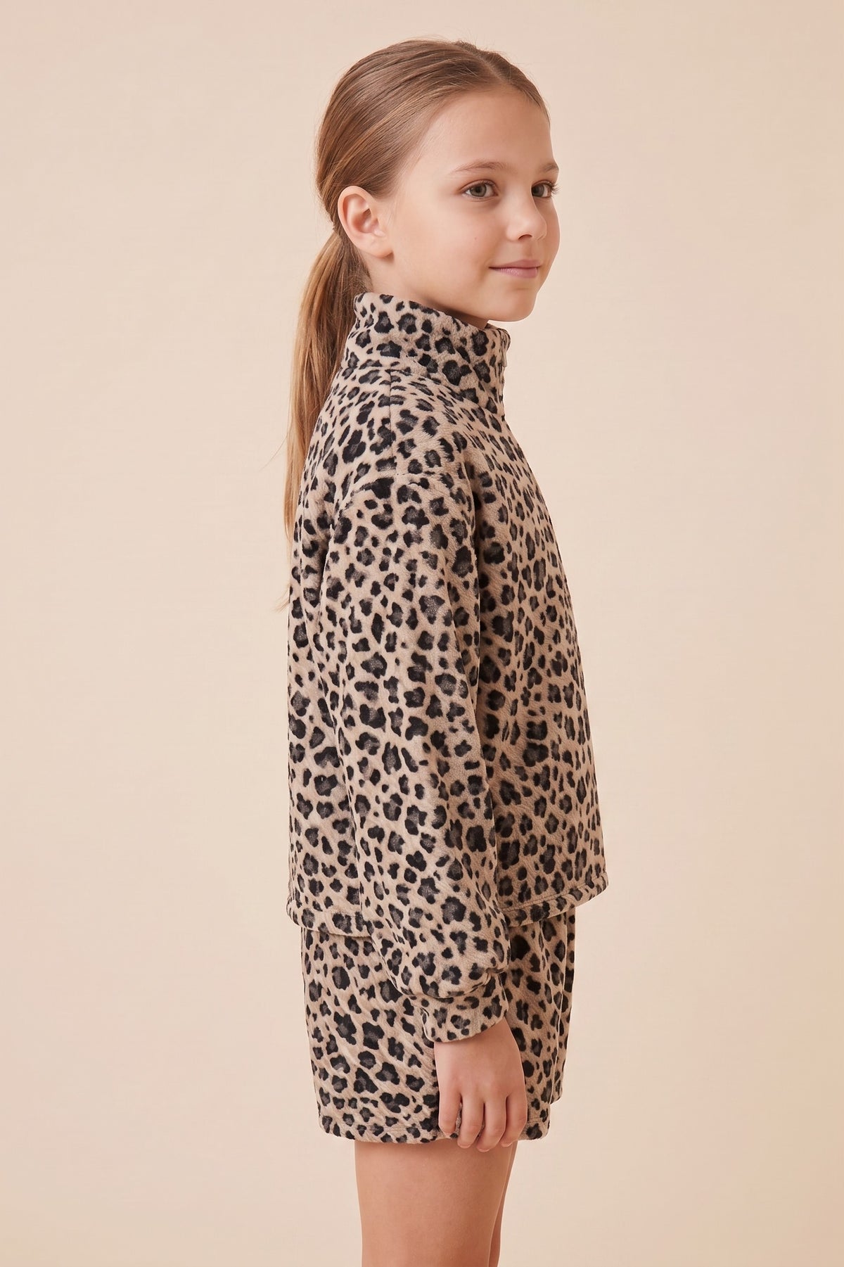 Textured Leopard Mock Neck Sweater