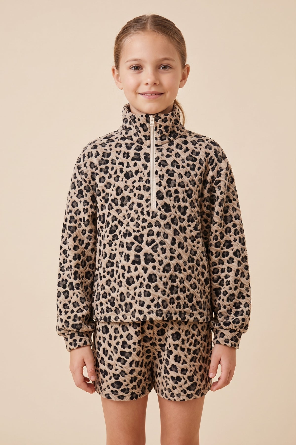 Textured Leopard Mock Neck Sweater