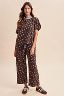 Polka Dot Pullover & Wide Pants Set