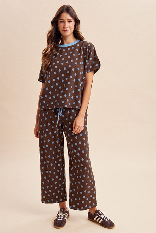 Polka Dot Pullover & Wide Pants Set