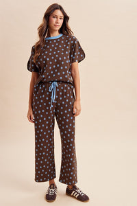 Polka Dot Pullover & Wide Pants Set