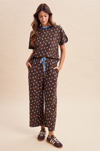 Polka Dot Pullover & Wide Pants Set