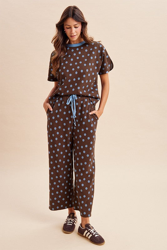 Polka Dot Pullover & Wide Pants Set