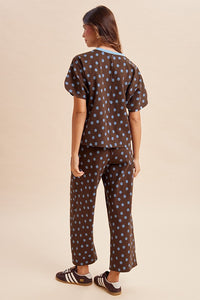 Polka Dot Pullover & Wide Pants Set