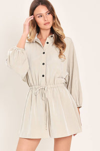 Solid Button-Up Romper