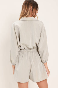 Solid Button-Up Romper