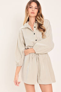 Solid Button-Up Romper