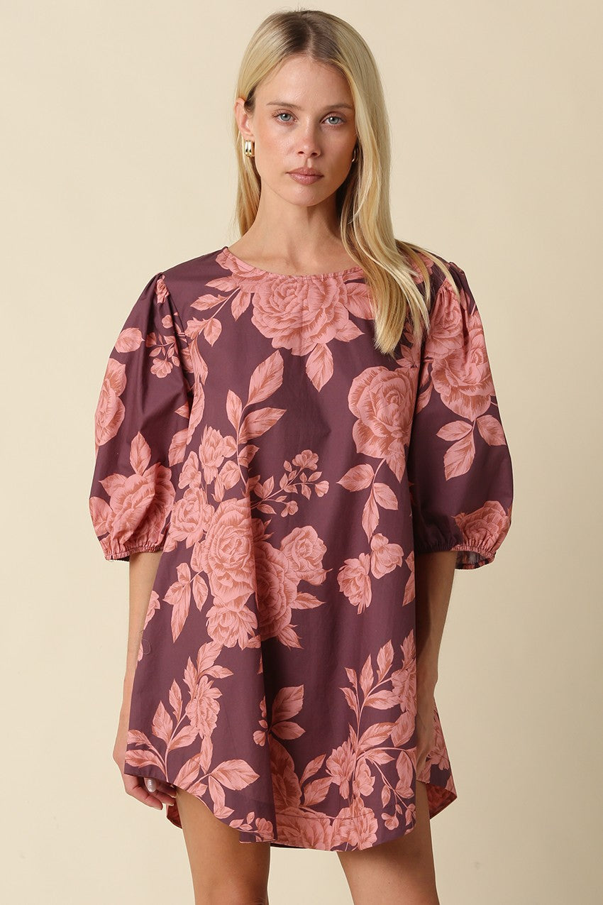 Rose Floral Mini Dress