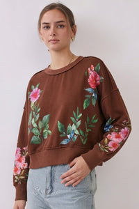 Vintage Floral Printed Sweatshirt