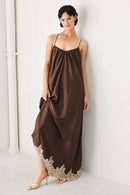 Lace Hem Satin Slip Dress