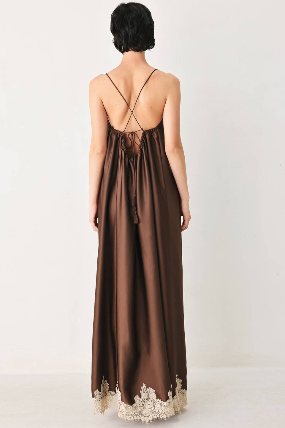 Lace Hem Satin Slip Dress