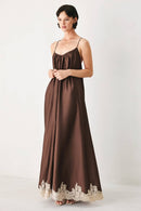 Lace Hem Satin Slip Dress