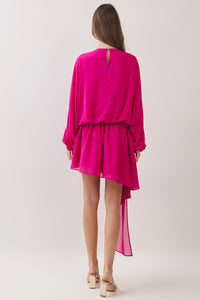 Draped Asymmetric Chiffon Mini Dress