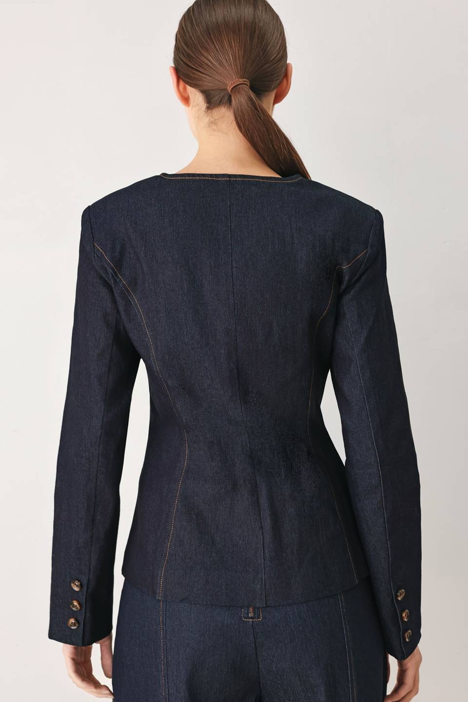 Denim Button-Up Blouse