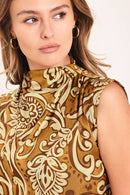 Printed Cowl Neck Blouse