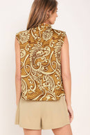 Printed Cowl Neck Blouse