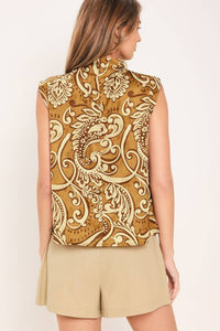 Printed Cowl Neck Blouse