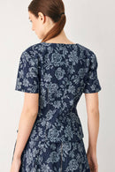 Floral Jacquard Peplum Blouse