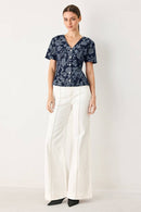 Floral Jacquard Peplum Blouse