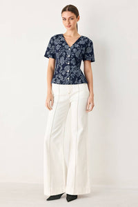 Floral Jacquard Peplum Blouse