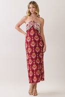 Rope Overlay Detail Halter Maxi Dress