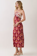 Rope Overlay Detail Halter Maxi Dress