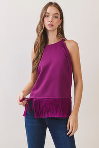Fringe Hem Sleeveless Top