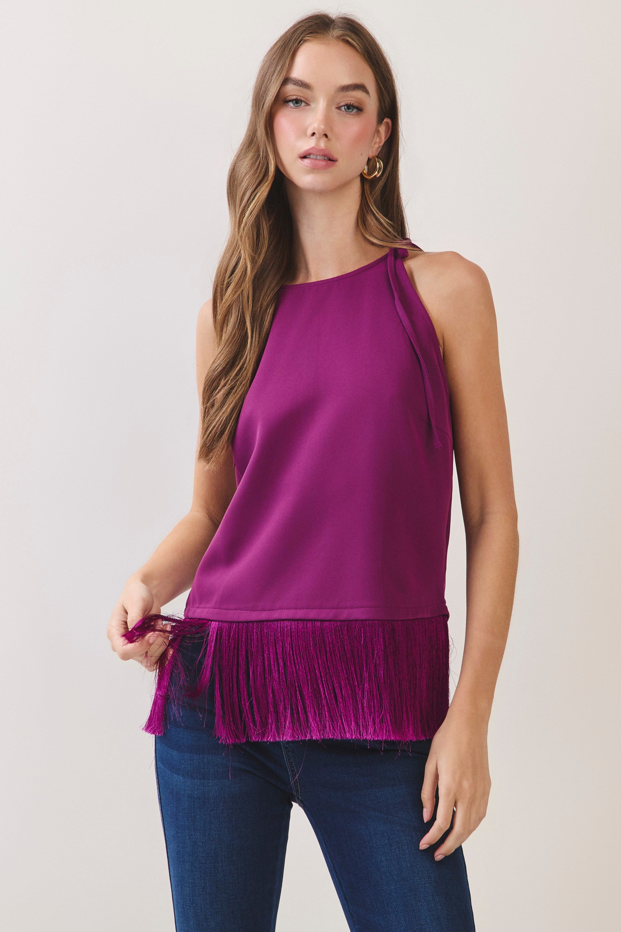 Fringe Hem Sleeveless Top