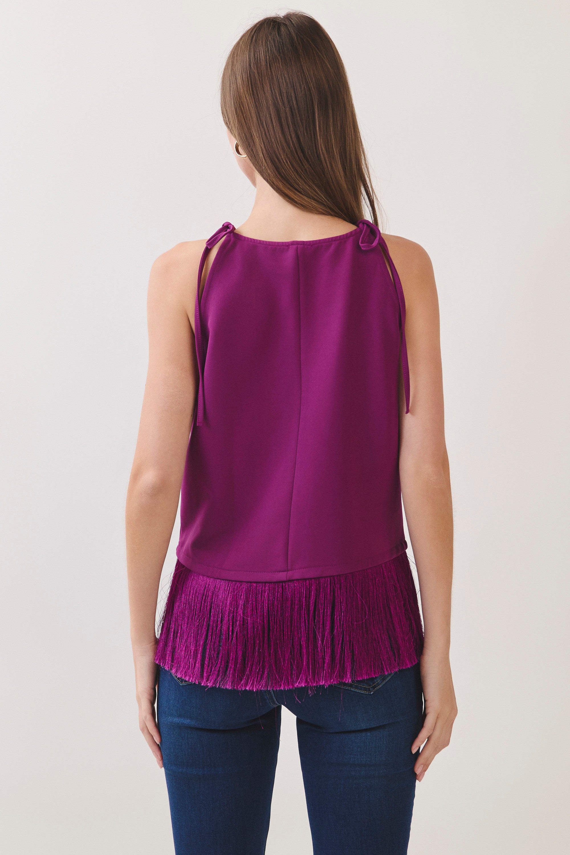 Fringe Hem Sleeveless Top