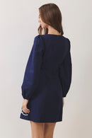 Contrast Embroidered Mini Dress