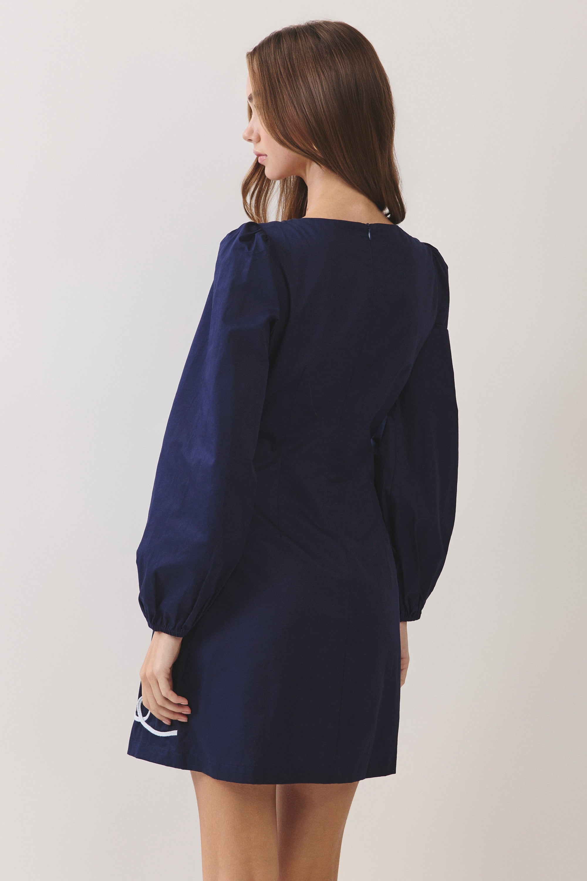 Contrast Embroidered Mini Dress
